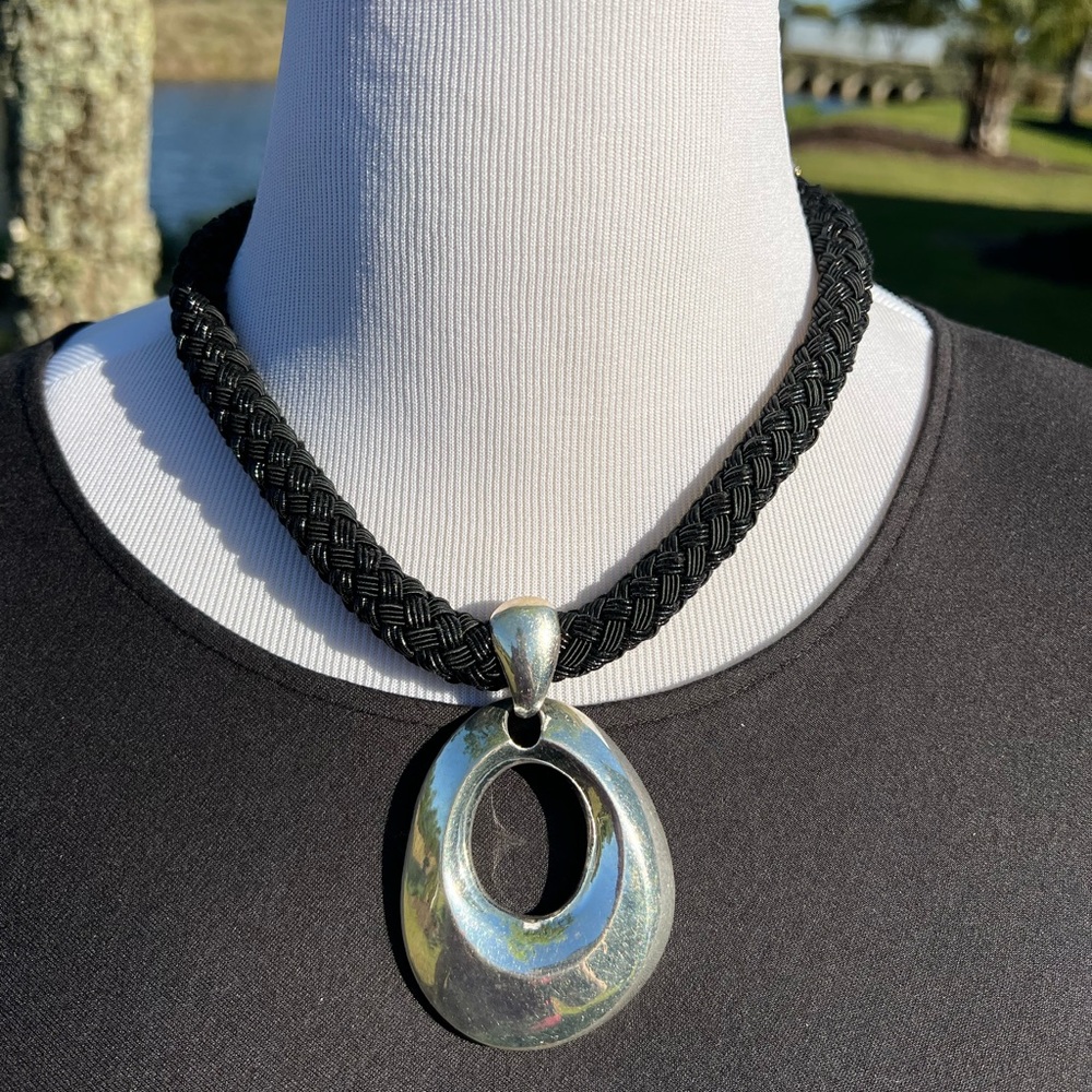 Chunky Silver Chico’s Statement Necklace - image 3